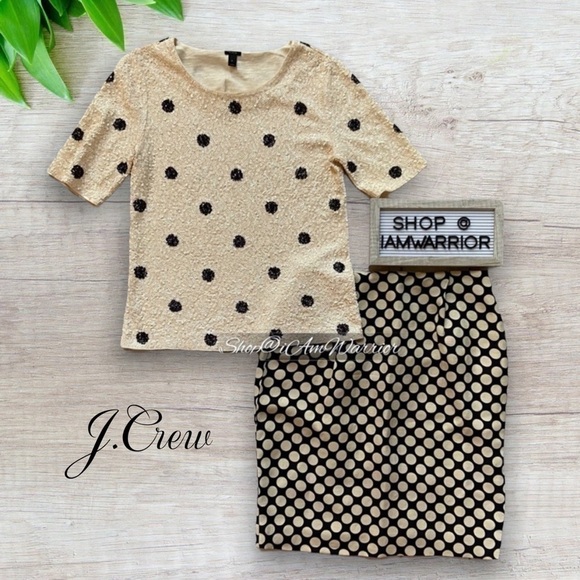 J.Crew ivory & black sequin polka-dot short sleeve top *shop@iamwarrior - Picture 9 of 16